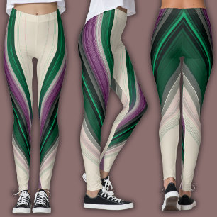 Abstract lijnpatroon Paars & Turquoise Leggings