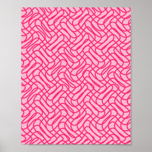 Abstract lijnpatroon Preppy Pink Poster