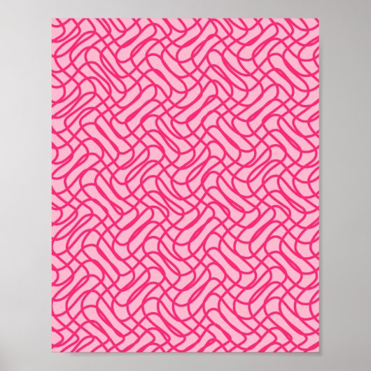 Abstract lijnpatroon Preppy Pink Poster (Voorkant)