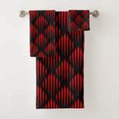 Abstract lijnpatroon rood en zwart bad handdoek (Insitu)