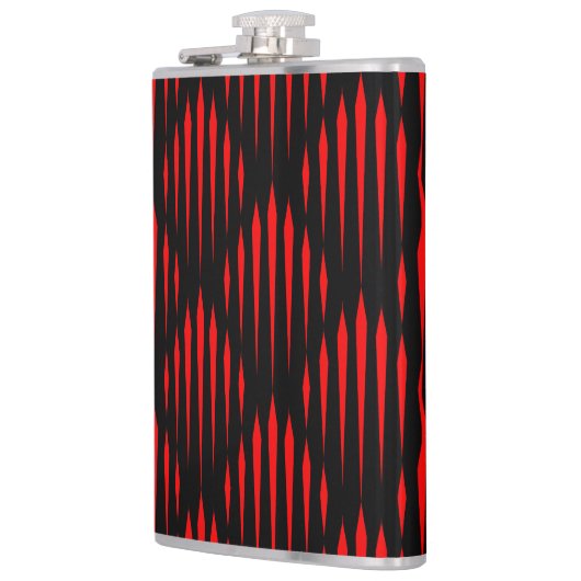 Abstract lijnpatroon rood en zwart heupfles (Links)