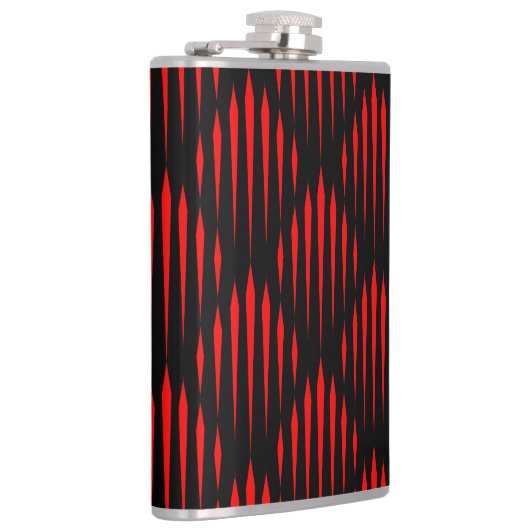 Abstract lijnpatroon rood en zwart heupfles (Rechts)