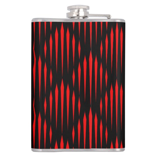 Abstract lijnpatroon rood en zwart heupfles (Achterkant)