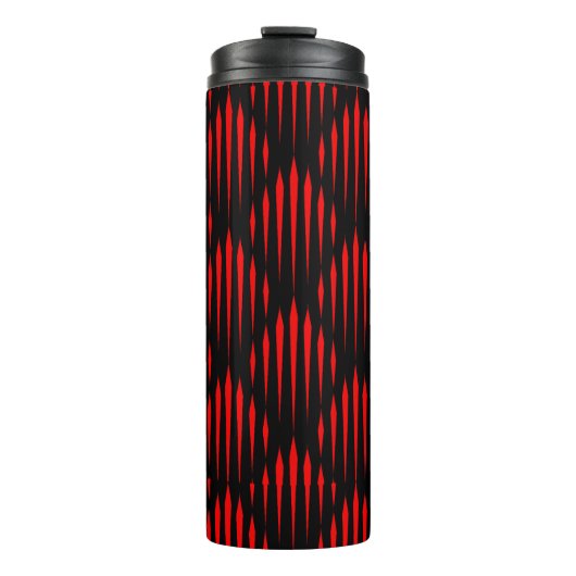 Abstract lijnpatroon rood en zwart thermosbeker (Voorkant)