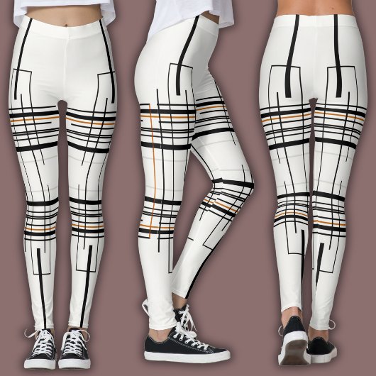 Abstract lijnpatroon | Stedelijk raster Leggings