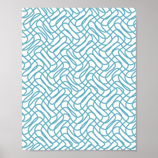 Abstract lijnpatroon turquoise poster (Voorkant)