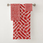 Abstract lijnpatroon van rood en crème bad handdoek (Insitu)