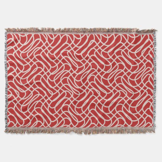Abstract lijnpatroon van rood en crème deken (Voorkant)