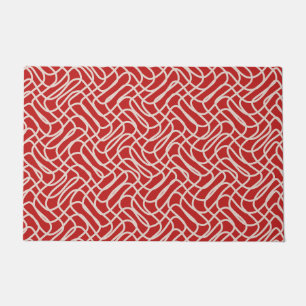 Abstract lijnpatroon van rood en crème deurmat