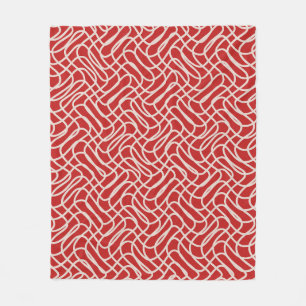 Abstract lijnpatroon van rood en crème fleece deken