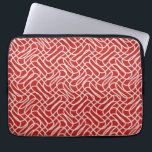 Abstract lijnpatroon van rood en crème laptop sleeve<br><div class="desc">Abstracte lijn – rood en crème.</div>