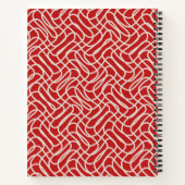 Abstract lijnpatroon van rood en crème notitieboek (Achterkant)