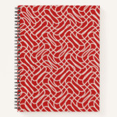 Abstract lijnpatroon van rood en crème notitieboek (Voorkant)