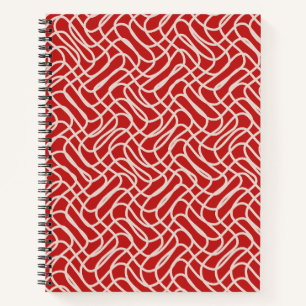 Abstract lijnpatroon van rood en crème notitieboek