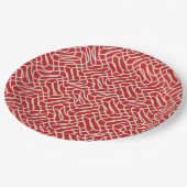 Abstract lijnpatroon van rood en crème papieren bordje (Gekanteld)