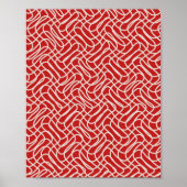Abstract lijnpatroon van rood en crème poster (Voorkant)