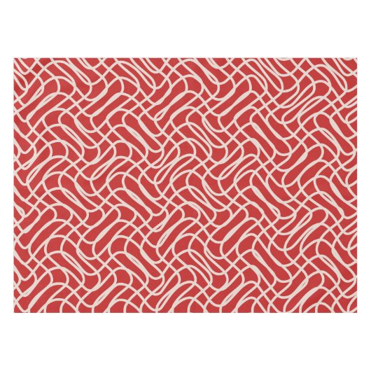 Abstract lijnpatroon van rood en crème tafelkleed (Voorkant (Horizontaal))