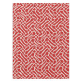 Abstract lijnpatroon van rood en crème tafelkleed (Voorkant)