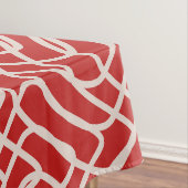 Abstract lijnpatroon van rood en crème tafelkleed (Voorbeeld)