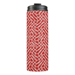 Abstract lijnpatroon van rood en crème thermosbeker