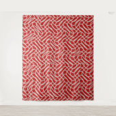 Abstract lijnpatroon van rood en crème wandkleed (Voorkant)