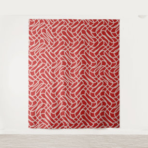 Abstract lijnpatroon van rood en crème wandkleed
