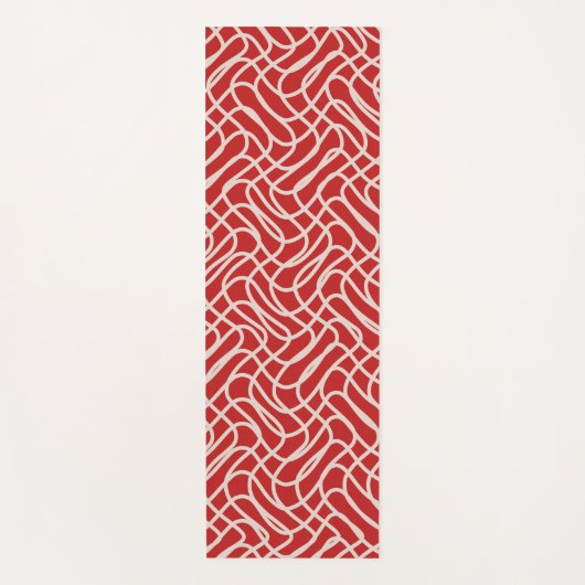 Abstract lijnpatroon van rood en crème yogamat (Voorkant)