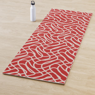 Abstract lijnpatroon van rood en crème yogamat
