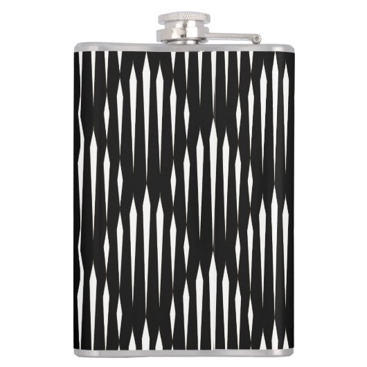 Abstract lijnpatroon zwart-wit heupfles (Achterkant)