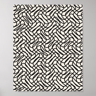 Abstract lijnpatroon zwart-wit poster