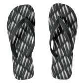 Abstract lijnpatroon zwart-wit teenslippers (Voetbed)