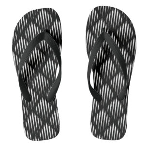 Abstract lijnpatroon zwart-wit teenslippers