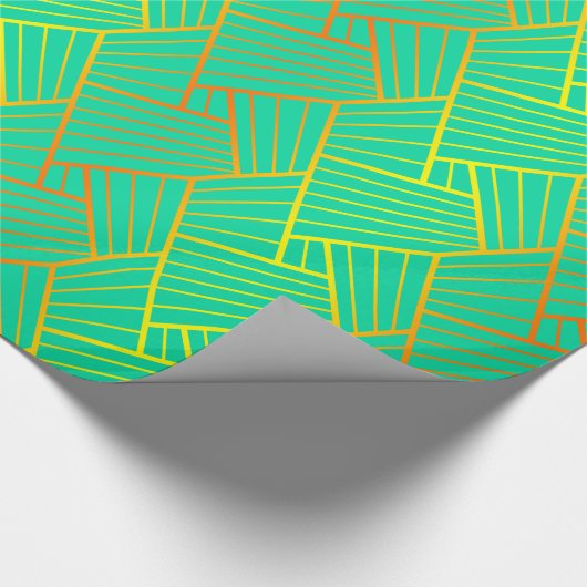 Abstract lijnpatroongeel en Oranje Cadeaupapier (Hoek)