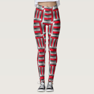 Abstract lijnpatroonrood en zwart leggings