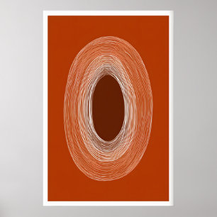 Abstract lijntekeningposter, ovale vorm, warm poster