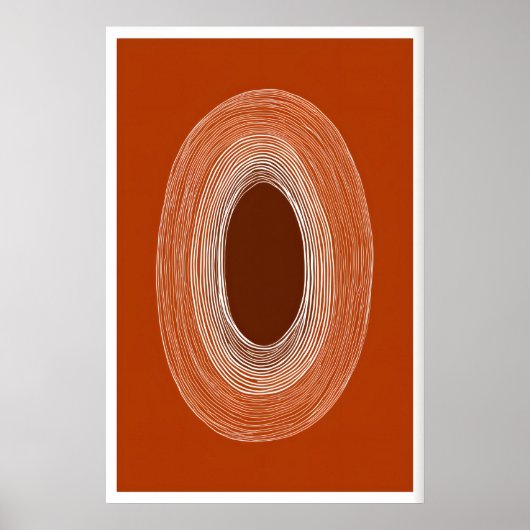 Abstract lijntekeningposter, ovale vorm, warm poster (Voorkant)