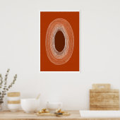 Abstract lijntekeningposter, ovale vorm, warm poster (Keuken)