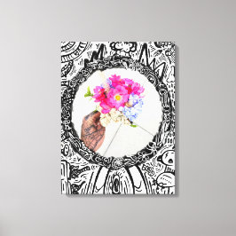 Abstract Lijst Hand en Boeket Canvas Afdruk
