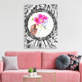 Abstract Lijst Hand en Boeket Canvas Afdruk (Insitu (Woonkamer))