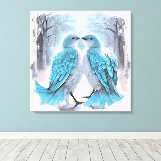 *~* Abstract lijst Tortelduifjes AP54 Art Winter Canvas Afdruk (Insitu (Houten vloer))