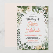 Abstract Lijst van Floral Wedding Greenery Kaart (Voorkant / Achterkant)