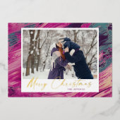 Abstract Lijst Vrolijk kerstfeest 2 Foto Folie Feestdagenkaart (Voorkant)