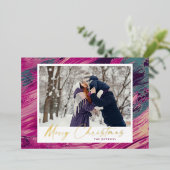 Abstract Lijst Vrolijk kerstfeest 2 Foto Folie Feestdagenkaart (Staand Voorkant)