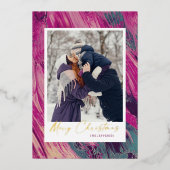 Abstract Lijst Vrolijk kerstfeest foto Folie Feestdagenkaart (Voorkant)