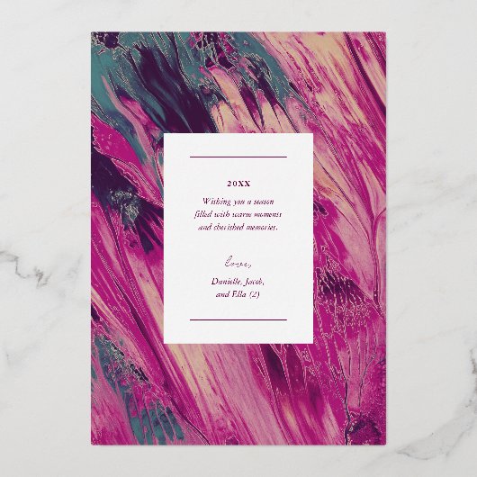 Abstract Lijst Vrolijk kerstfeest foto Folie Feestdagenkaart (Achterkant)