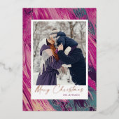 Abstract Lijst Vrolijk kerstfeest foto Folie Feestdagenkaart (Voorkant)