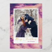 Abstract Lijst Vrolijk kerstfeest foto Folie Feestdagenkaart (Voorkant)