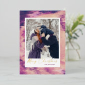 Abstract Lijst Vrolijk kerstfeest foto Folie Feestdagenkaart (Staand Voorkant)