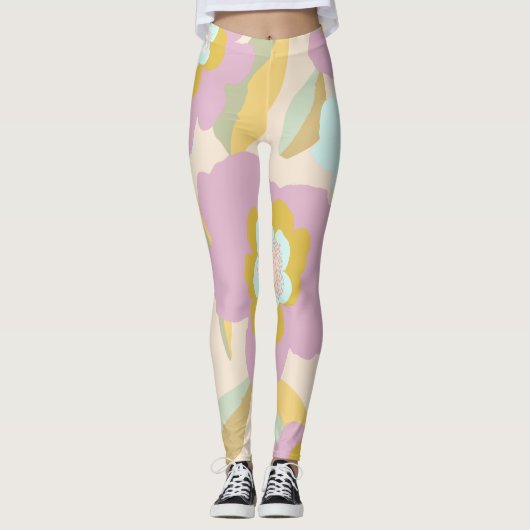 Abstract Lila patroonpasta Leggings (Voorkant)