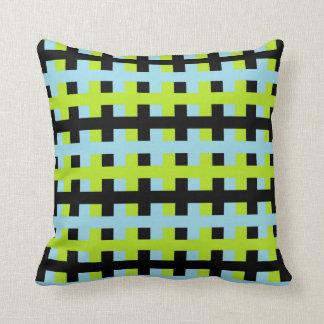 Abstract Lime Green, Black en Pastel Blue Kussen